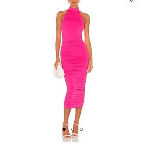 Superdown Mallory High Neck Dress in Hot Pink